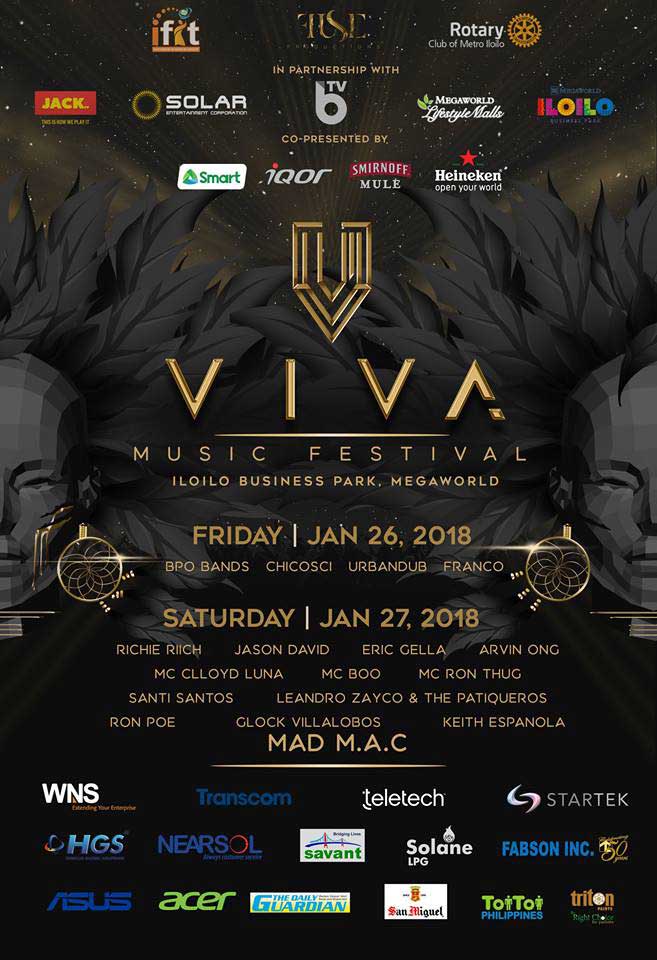Poster of artists and details for Viva Music Festival 2018 in Iloilo