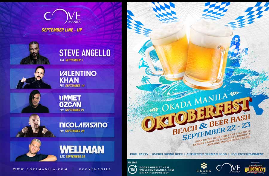 International DJ lineup for Cove Manila's September 2018 Party Season with Oktoberfest